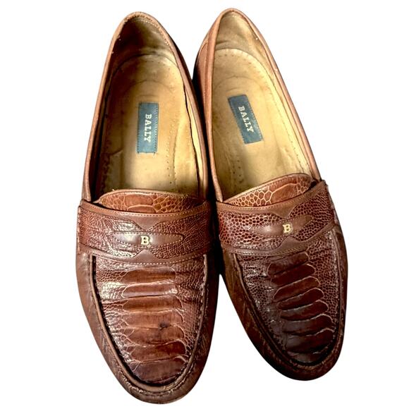 Vintage Bally Italy Ostrich Leg Brown Leather Loafers Mens 9.5 D Dress Shoes main image 11